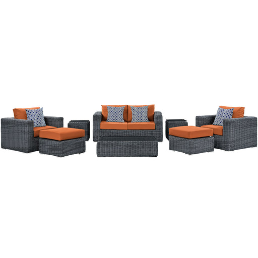 Summon 8 Piece Outdoor Patio SunbrellaÂ® Sectional Set 2389-GRY-TUS-SET