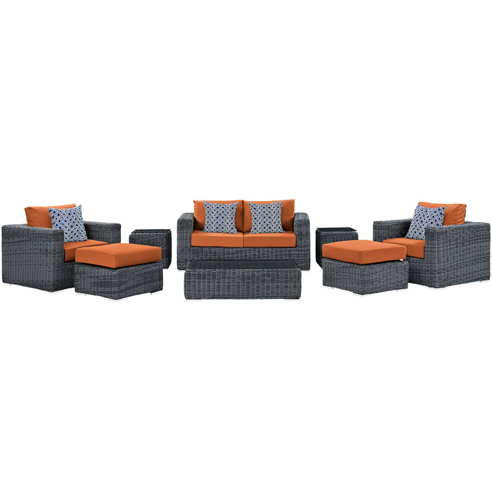 Summon 8 Piece Outdoor Patio SunbrellaÂ® Sectional Set 2389-GRY-TUS-SET
