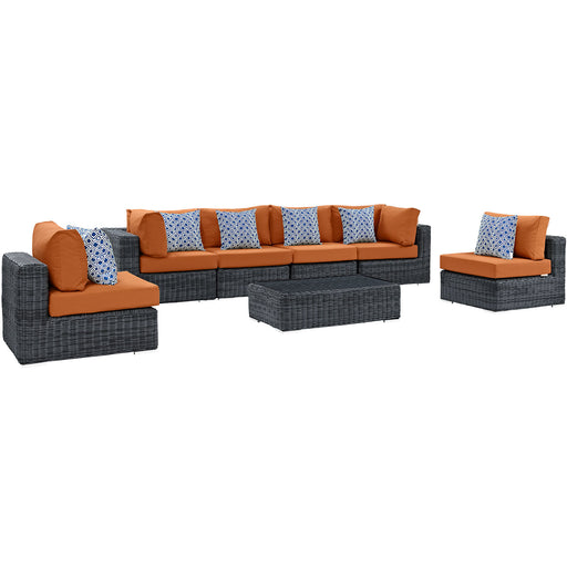 Summon 7 Piece Outdoor Patio SunbrellaÂ® Sectional Set 2392-GRY-TUS-SET