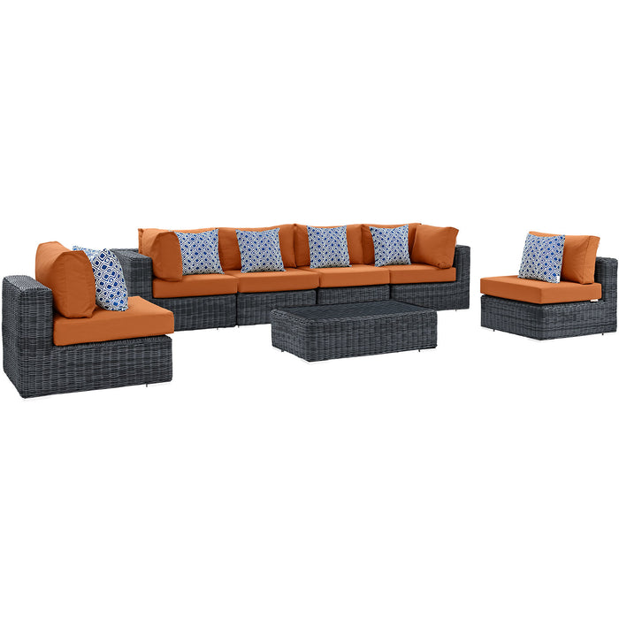 Summon 7 Piece Outdoor Patio SunbrellaÂ® Sectional Set 2392-GRY-TUS-SET