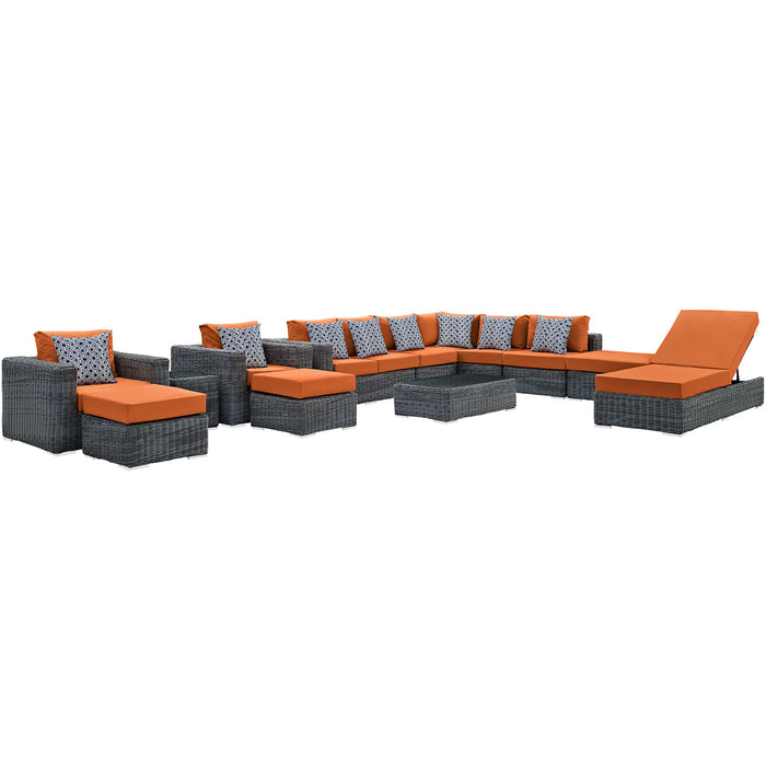 Summon 12 Piece Outdoor Patio SunbrellaÂ® Sectional Set 2393-GRY-TUS-SET