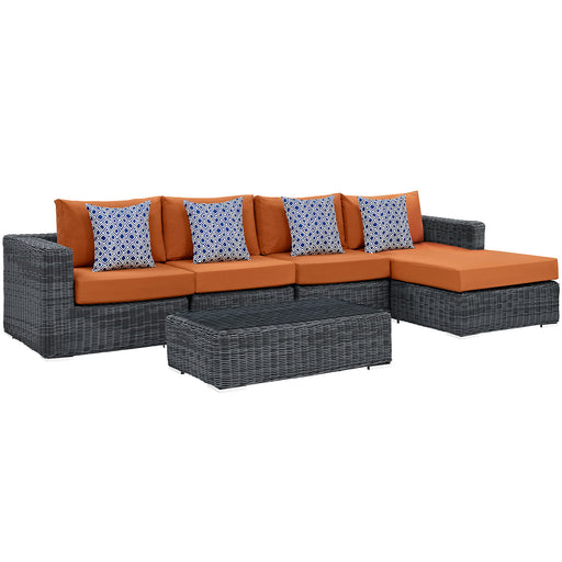 Summon 5 Piece Outdoor Patio SunbrellaÂ® Sectional Set 2395-GRY-TUS-SET