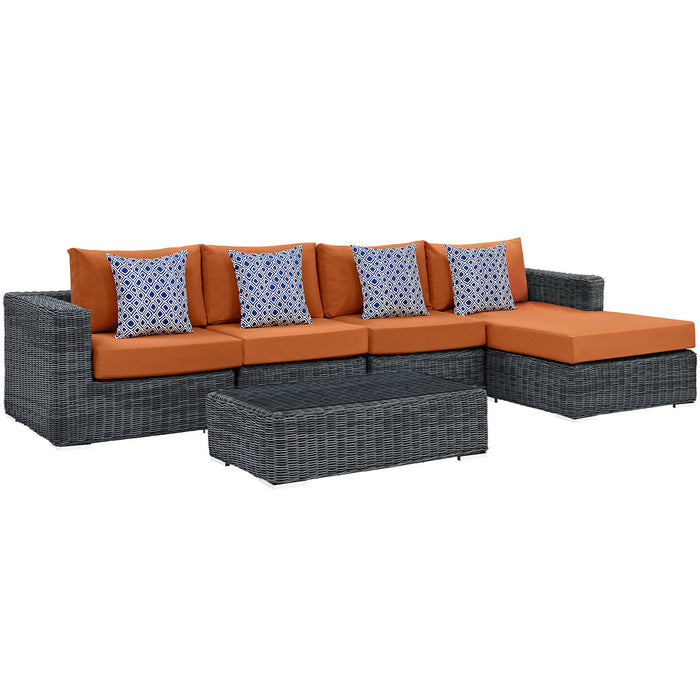 Summon 5 Piece Outdoor Patio SunbrellaÂ® Sectional Set 2395-GRY-TUS-SET