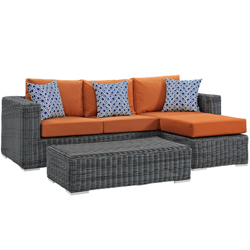 Summon 3 Piece Outdoor Patio SunbrellaÂ® Sectional Set 2397-GRY-TUS-SET