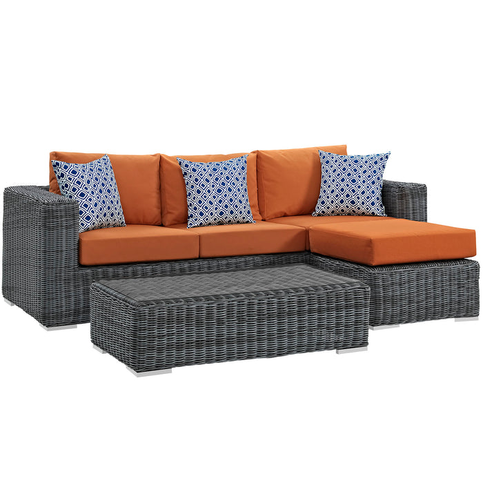 Summon 3 Piece Outdoor Patio SunbrellaÂ® Sectional Set 2397-GRY-TUS-SET