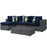 Summon 5 Piece Outdoor Patio SunbrellaÂ® Sectional Set 2398-GRY-NAV-SET