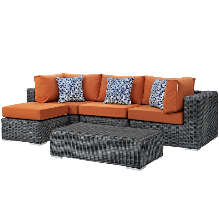 Summon 5 Piece Outdoor Patio SunbrellaÂ® Sectional Set 2398-GRY-TUS-SET