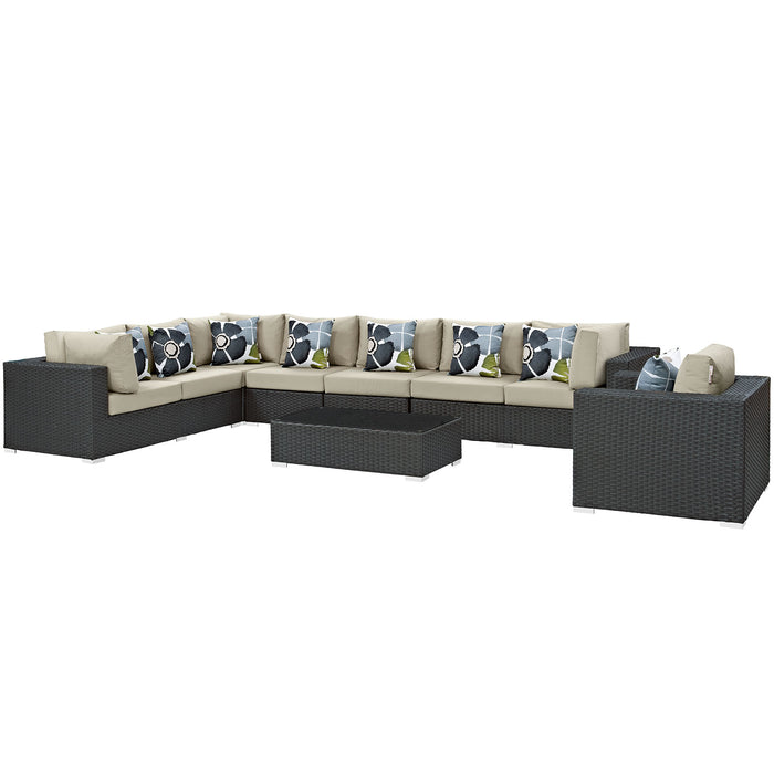 Sojourn 7 Piece Outdoor Patio SunbrellaÂ® Sectional Set 2399-CHC-BEI-SET
