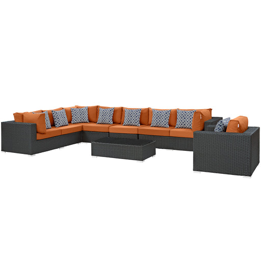 Sojourn 7 Piece Outdoor Patio SunbrellaÂ® Sectional Set 2399-CHC-TUS-SET