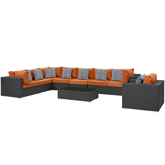 Sojourn 7 Piece Outdoor Patio SunbrellaÂ® Sectional Set 2399-CHC-TUS-SET