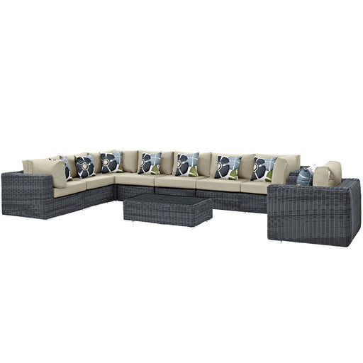 Summon 7 Piece Outdoor Patio SunbrellaÂ® Sectional Set 2400-GRY-BEI-SET