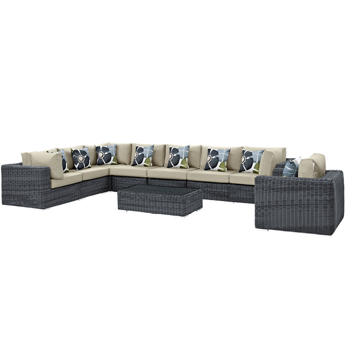 Summon 7 Piece Outdoor Patio SunbrellaÂ® Sectional Set 2400-GRY-BEI-SET