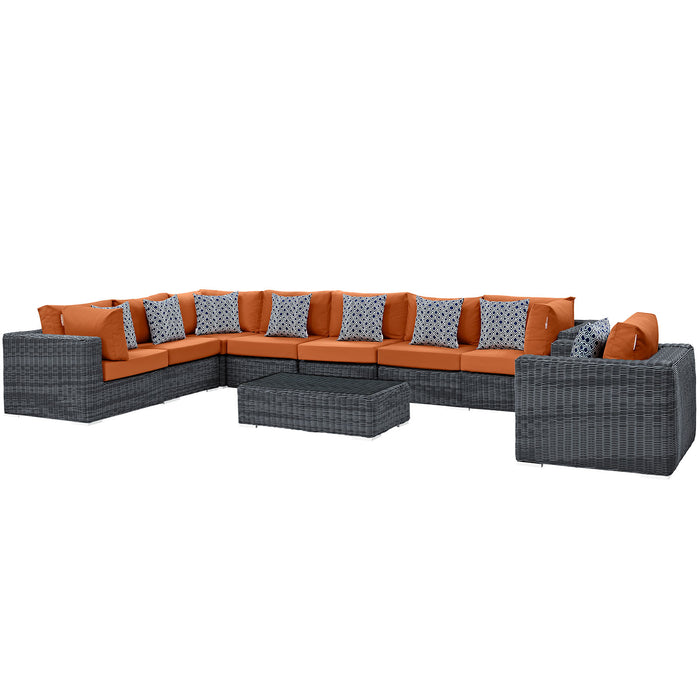 Summon 7 Piece Outdoor Patio SunbrellaÂ® Sectional Set 2400-GRY-TUS-SET