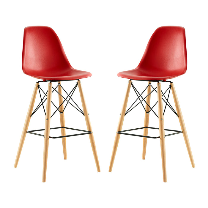 Pyramid Dining Side Bar Stool Set of 2 2422-RED-SET