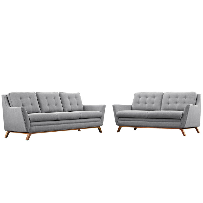 Beguile Living Room Set Upholstered Fabric Set of 2 2434-GRY-SET