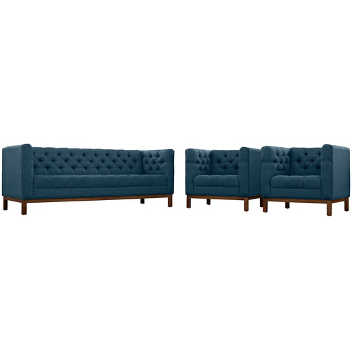 Panache Living Room Set Upholstered Fabric Set of 3 2435-AZU-SET