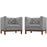 Panache Living Room Set Upholstered Fabric Set of 2 2436-GRY-SET