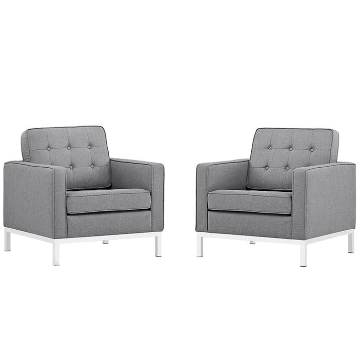 Loft Armchairs Upholstered Fabric Set of 2 2440-LGR-SET
