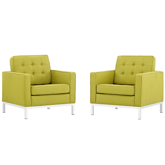 Loft Armchairs Upholstered Fabric Set of 2 2440-WHE-SET