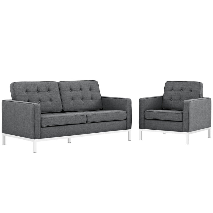 Loft Living Room Set Upholstered Fabric Set of 2 2442-DOSET