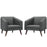 Slide Armchairs Set of 2 2452-GRY-SET