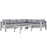 Shore 5 Piece Outdoor Patio Aluminum Sectional Sofa Set 2557-SLV-GRY