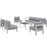 Shore 7 Piece Outdoor Patio Sectional Sofa Set 2566-SLV-GRY