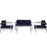 Shore 4 Piece Outdoor Patio Aluminum Sectional Sofa Set 2567-SLV-NAV