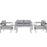 Shore 6 Piece Outdoor Patio Aluminum Sectional Sofa Set 2568-SLV-GRY