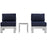 Shore 3 Piece Outdoor Patio Aluminum Sectional Sofa Set 2598-SLV-NAV
