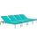 Shore Set of 4 Outdoor Patio Aluminum Chaise with Cushions 2738-SLV-TRQ-SET