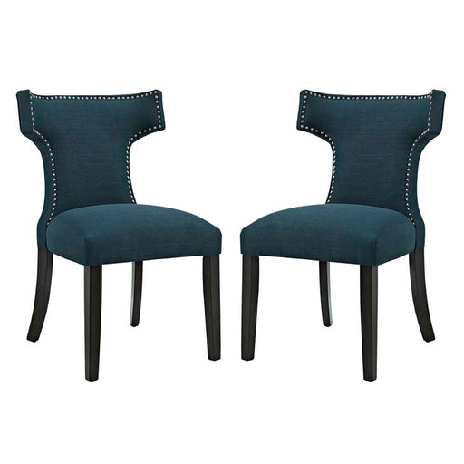 Curve Set of 2 Fabric Dining Side Chair 2741-AZU-SET