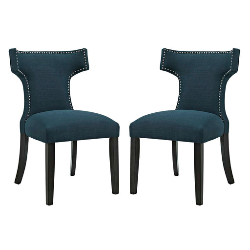 Curve Dining Side Chair Fabric Set of 2 2741-AZU-SET
