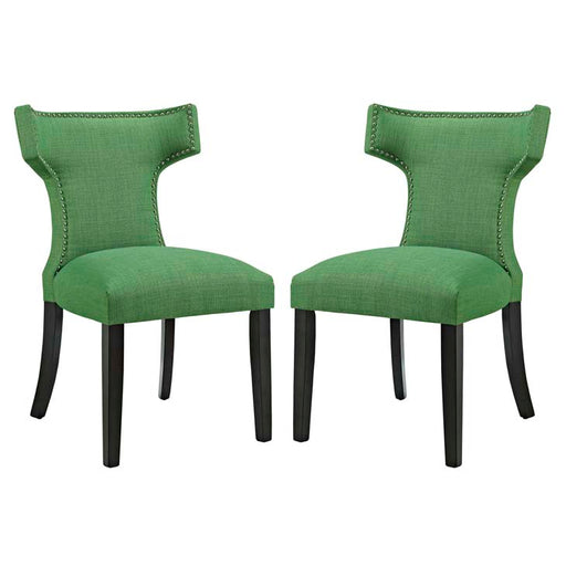 Curve Set of 2 Fabric Dining Side Chair 2741-GRN-SET