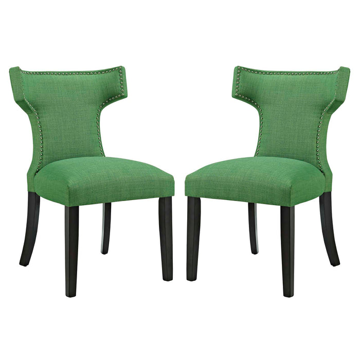 Curve Dining Side Chair Fabric Set of 2 2741-GRN-SET