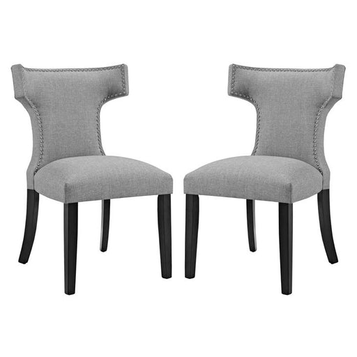 Curve Set of 2 Fabric Dining Side Chair 2741-LGR-SET
