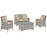 Bridge 4 Piece Outdoor Patio Patio Conversation Set with Pillow Set 2763-LGR-BEI