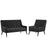 Peruse Living Room Set Velvet Set of 2 2967-BLK-SET