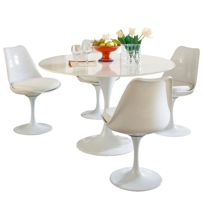 Lippa 5 Piece Fiberglass Dining Set 854-WHI