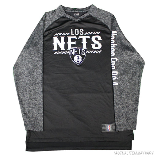 Timofey Mozgov Brooklyn Nets Game Used #20 Los Nets Warm Up Black/Grey Long Sleeve Shirt (3XLT)