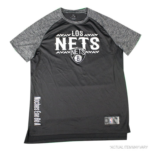 Quincy Acy Brooklyn Nets Game Used #13 Los Nets Warm Up Black/Grey Short Sleeve Shirt (XLT)