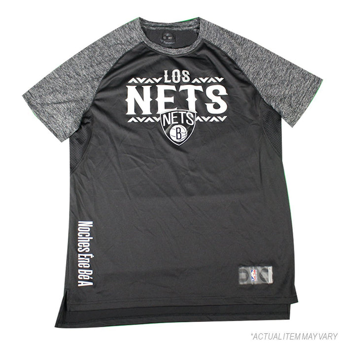 Quincy Acy Brooklyn Nets Game Used #13 Los Nets Warm Up Black/Grey Short Sleeve Shirt (XLT)
