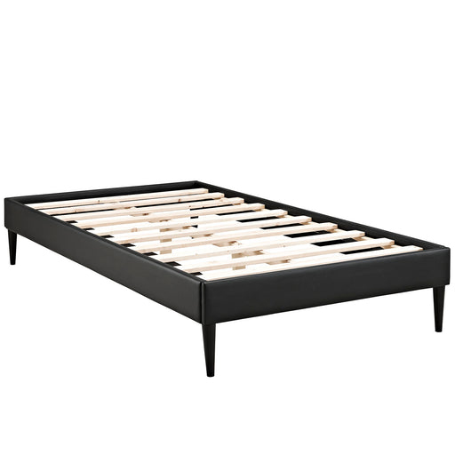 Sherry Twin Vinyl Bed Frame with Round Tapered Legs 5581-BLK