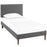 Phoebe Twin Fabric Platform Bed with Round Tapered Legs 5601-GRY