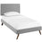 Camille Twin Fabric Platform Bed with Round Splayed Legs 5615-LGR