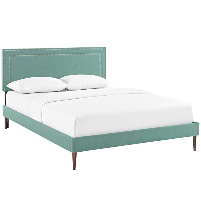 Jessamine Full Fabric Platform Bed with Round Tapered Legs 5644-LAG