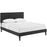 Josie Queen Vinyl Platform Bed with Squared Tapered Legs 5663-BLK