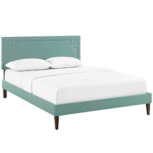 Josie Queen Fabric Platform Bed with Squared Tapered Legs 5664-LAG