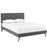 Josie King Fabric Platform Bed with Round Splayed Legs 5668-GRY