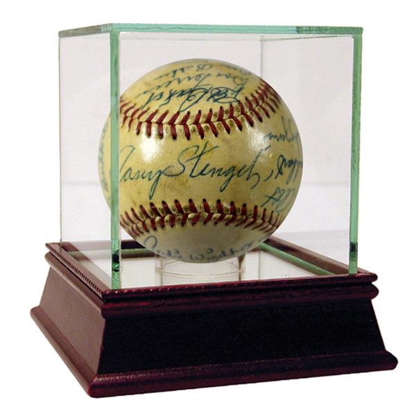 Mel Ott and Casey Stengel Multi Signed 22 Sig Baseball PSA/DNA - With Frame